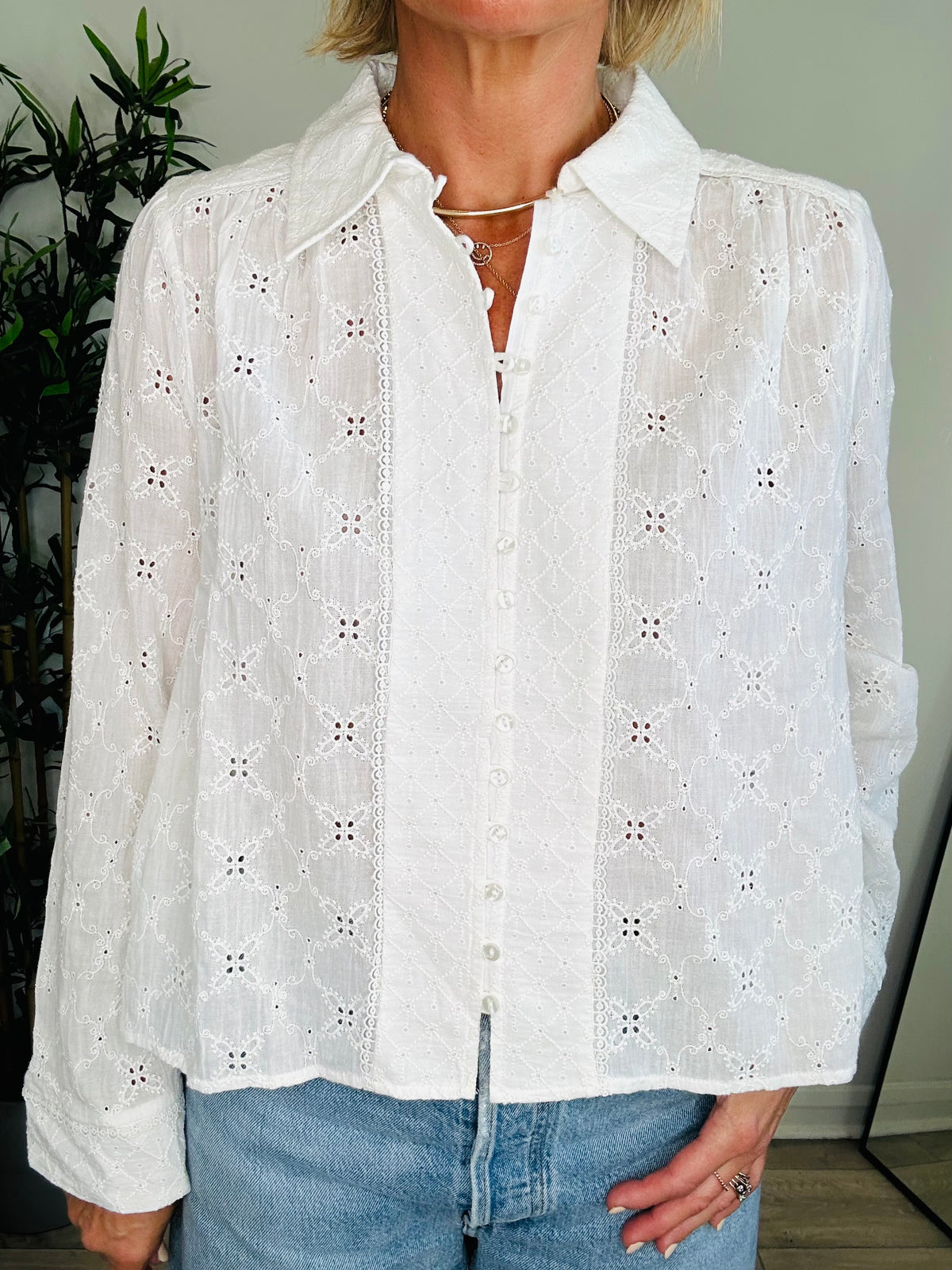 Broderie Blouse - Size 14