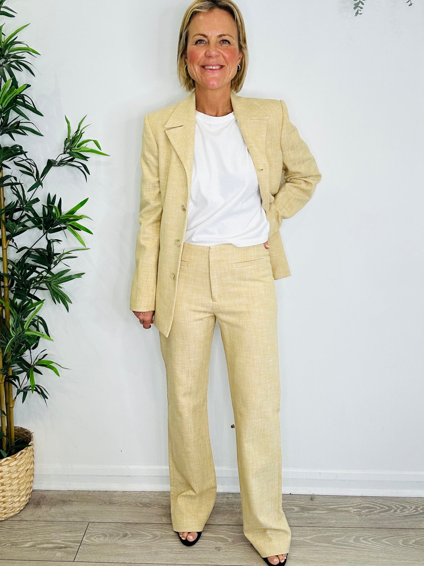 Textured Trouser Suit - Size 38