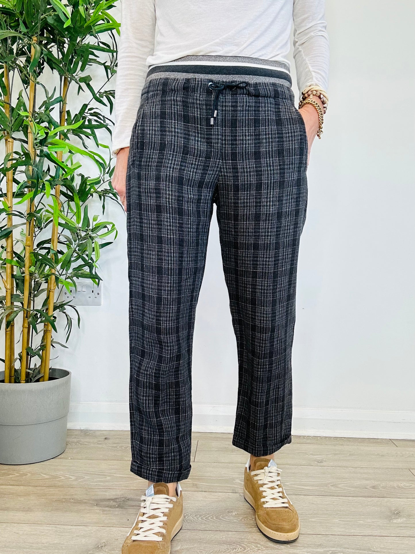 Check Linen Trousers - Size 40IT