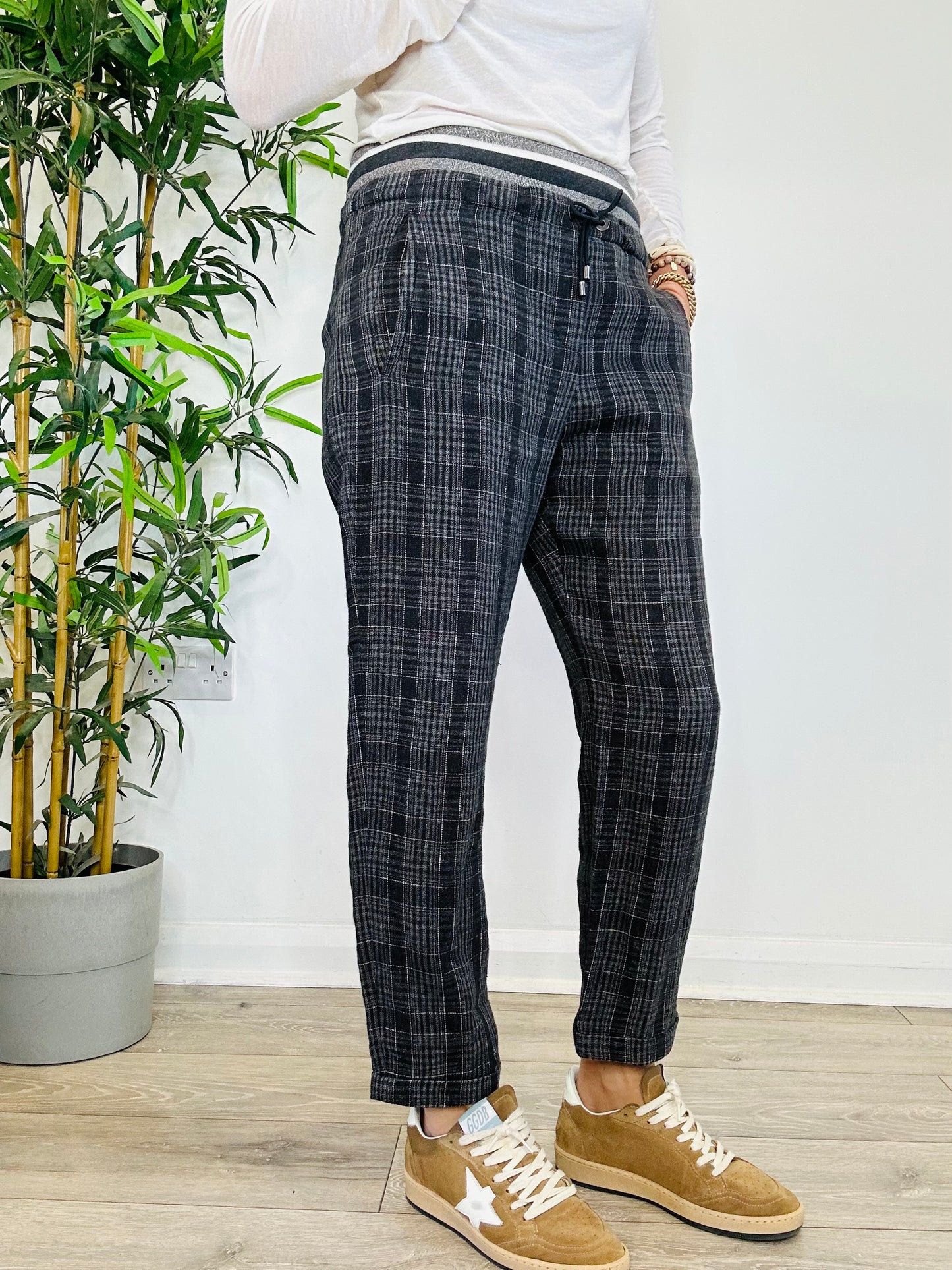 Check Linen Trousers - Size 40IT