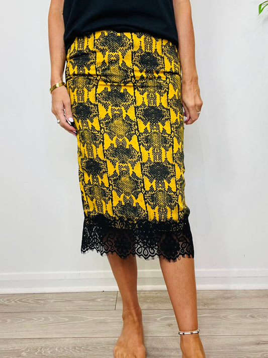 Snakeskin Print Skirt - Size 36