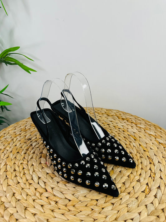 Studded Slingback Heels - Size 38