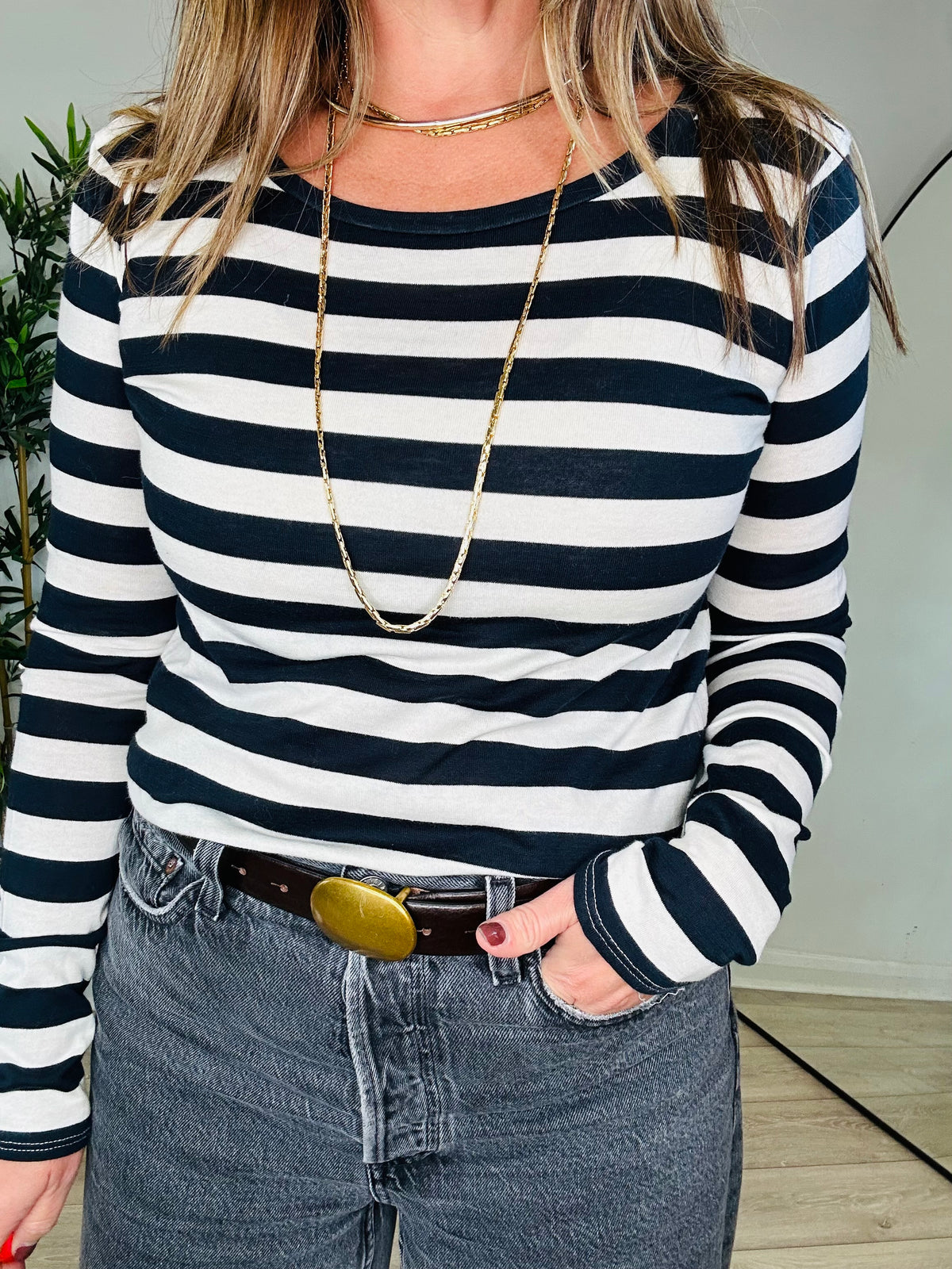 Striped Long Sleeve Tee - Size M