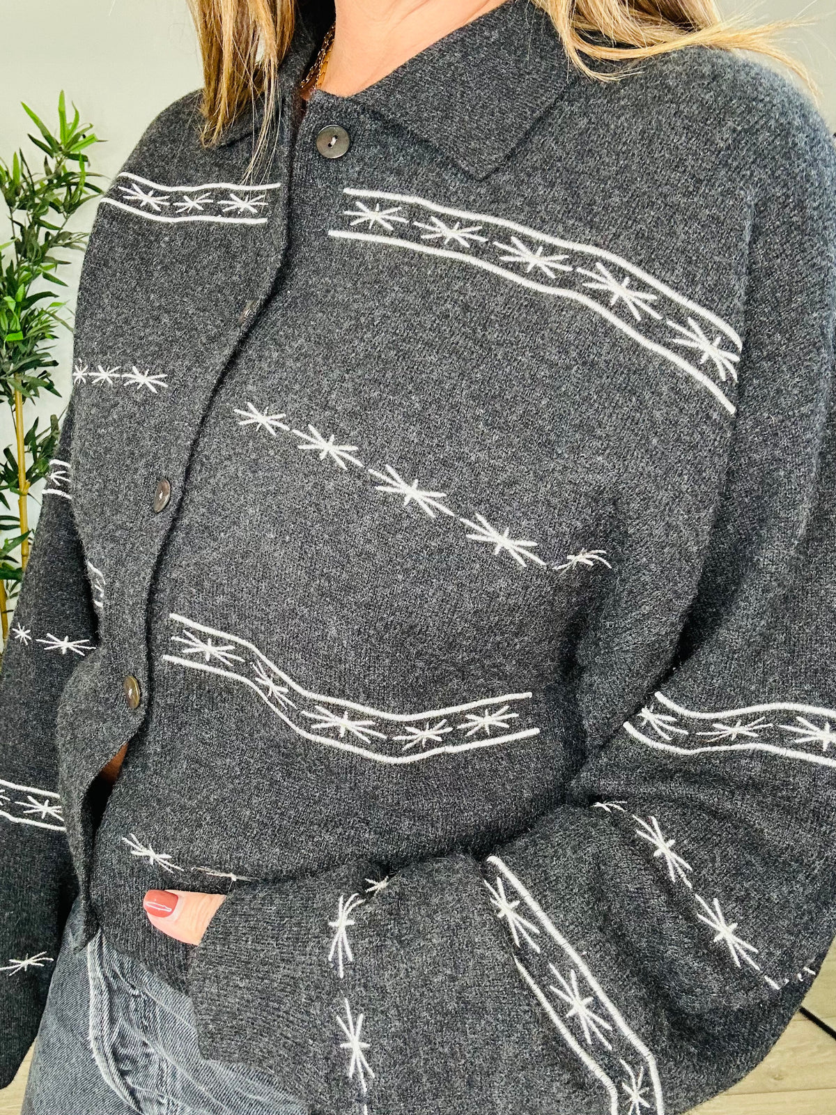 Embroidered Cashmere Cardigan - Size S