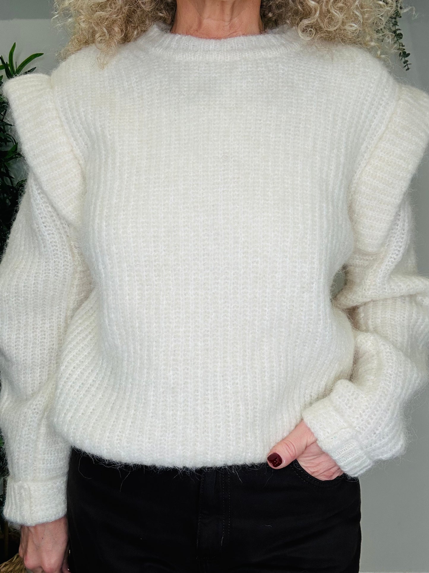 Frill Shoulder Jumper - Size M