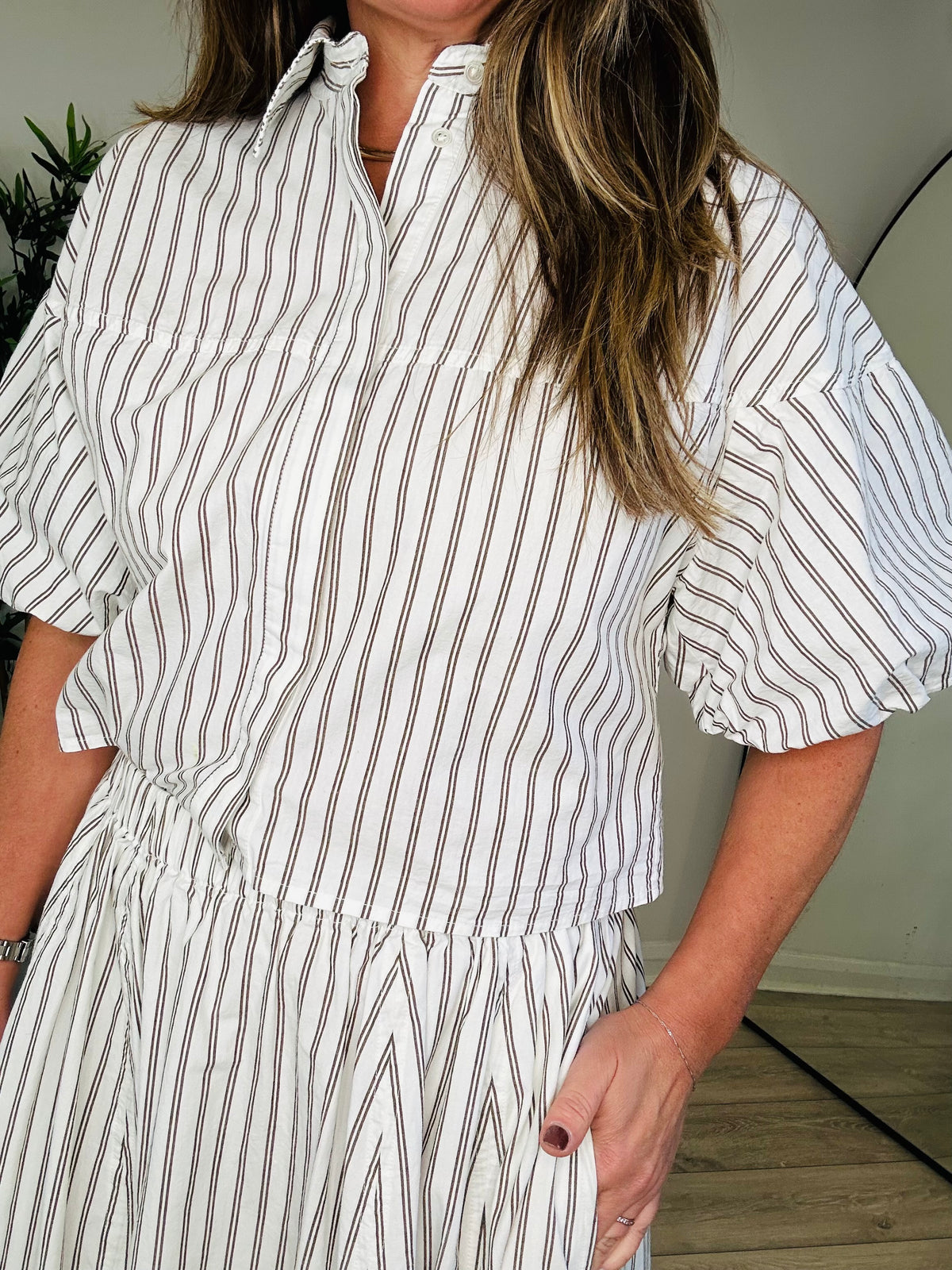 Striped Blouse & Skirt Set - Size XS