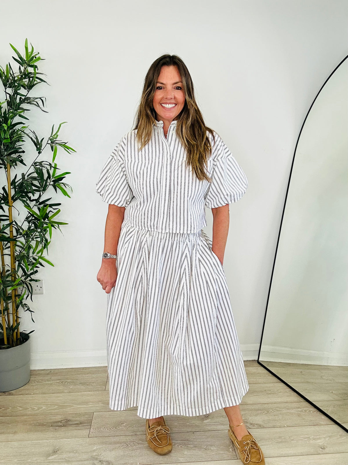Striped Blouse & Skirt Set - Size XS