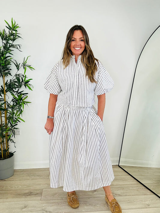 Striped Blouse & Skirt Set - Size XS