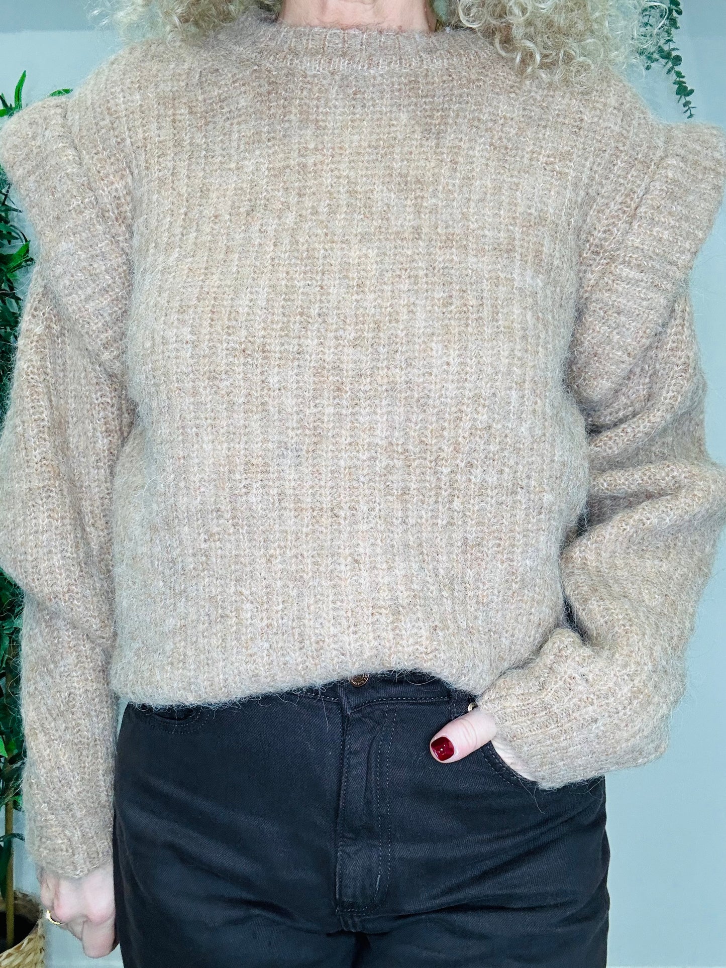 Frill Shoulder Jumper - Size M