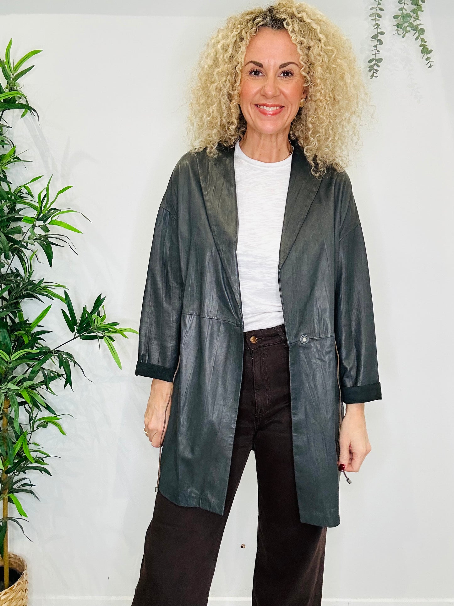 Leather Coat - Size 8