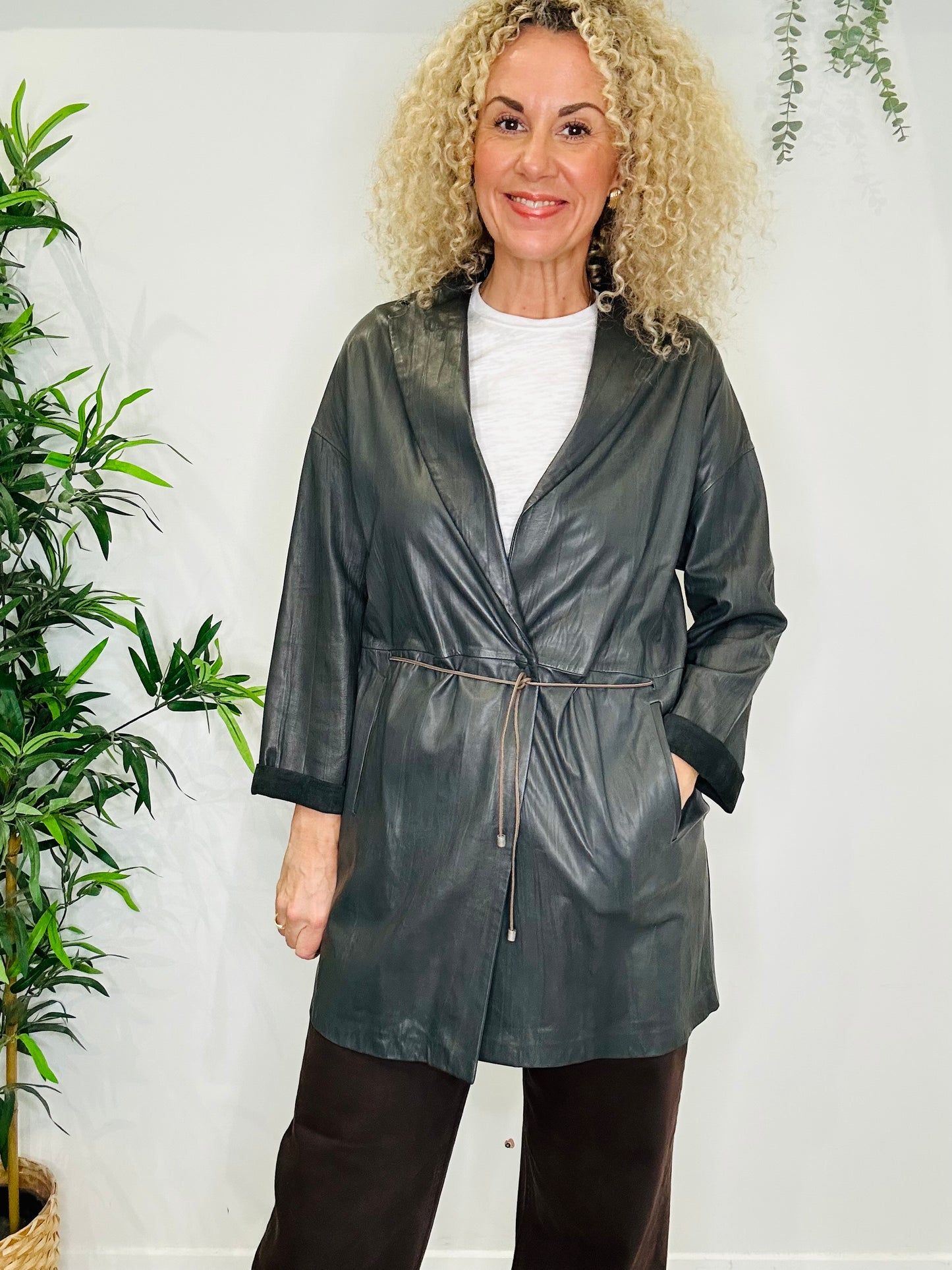Leather Coat - Size 8