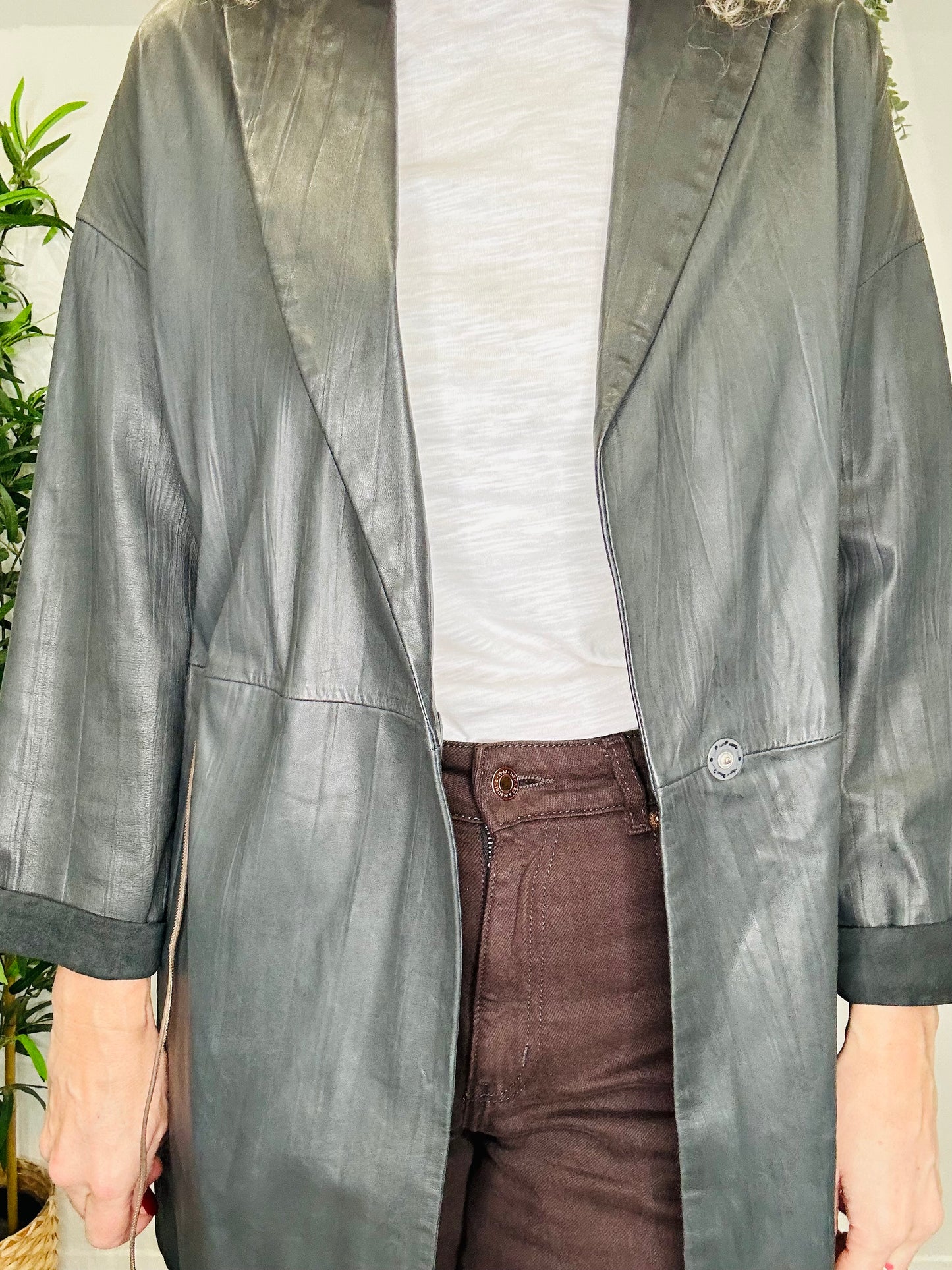 Leather Coat - Size 8