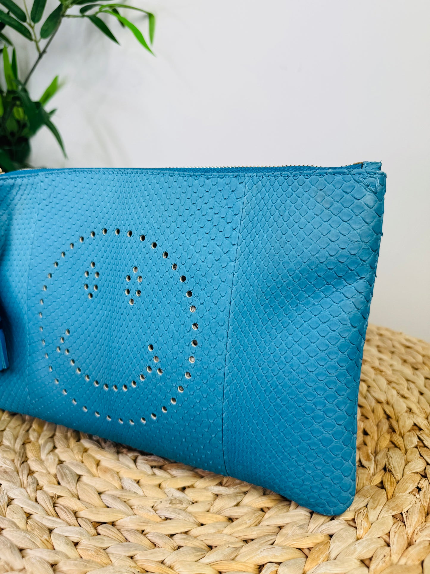 Snakeskin Smiley Face Clutch