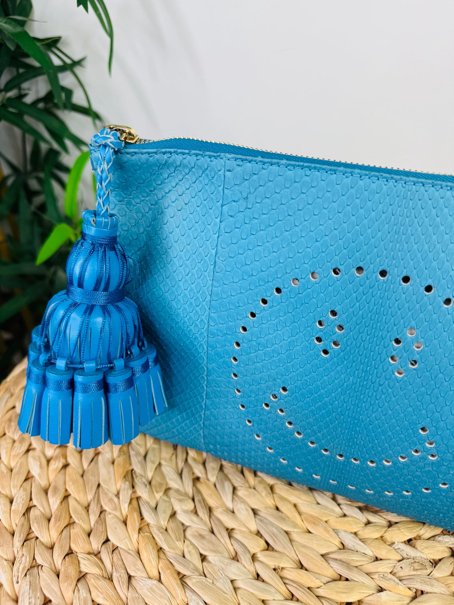 Snakeskin Smiley Face Clutch