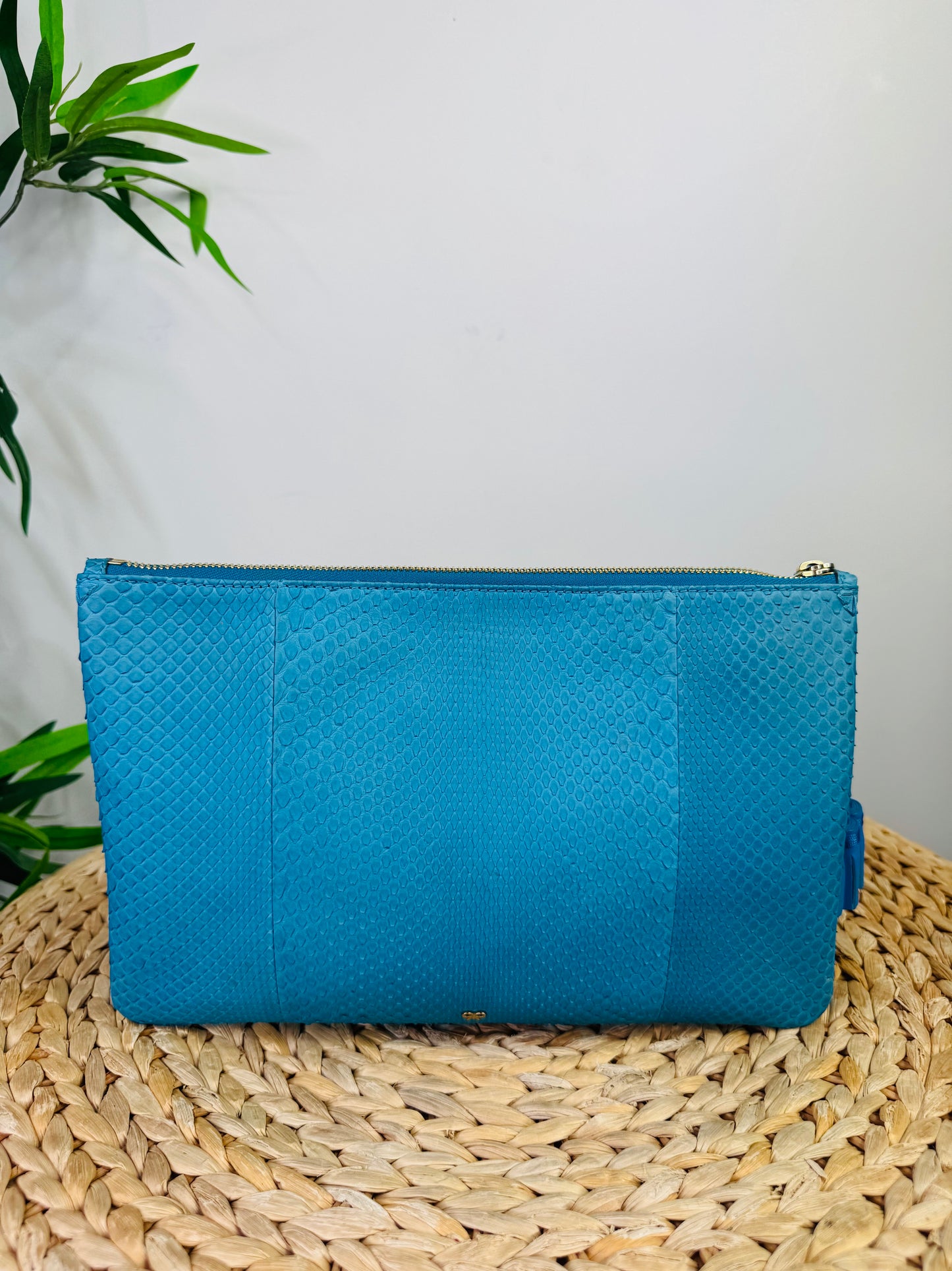 Snakeskin Smiley Face Clutch
