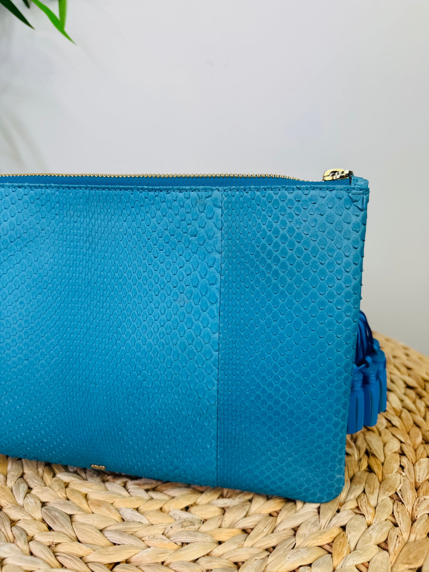 Snakeskin Smiley Face Clutch