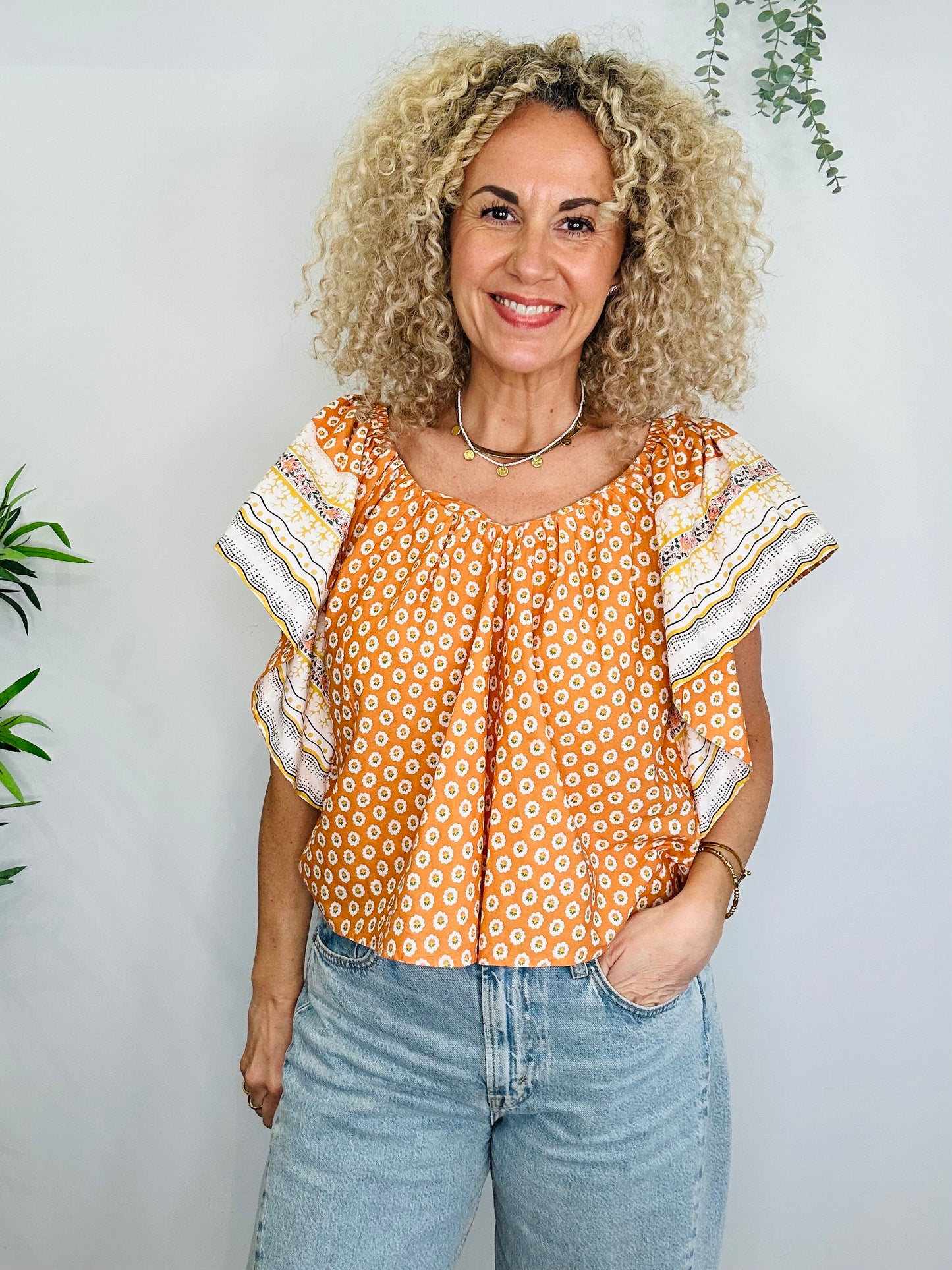 Patterned Cotton Top - Size XS