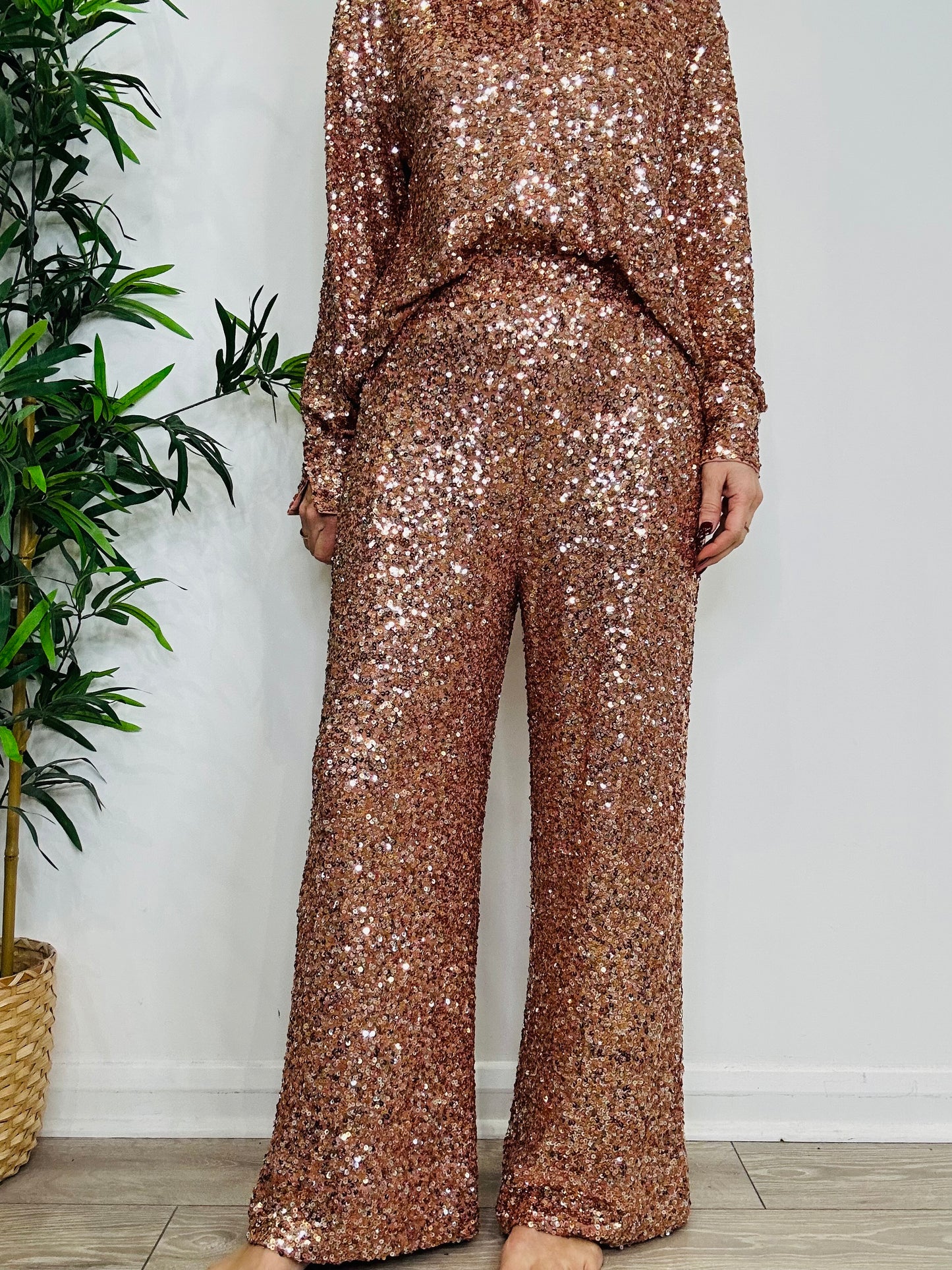 Sequin Shirt & Trouser Set - Size XS