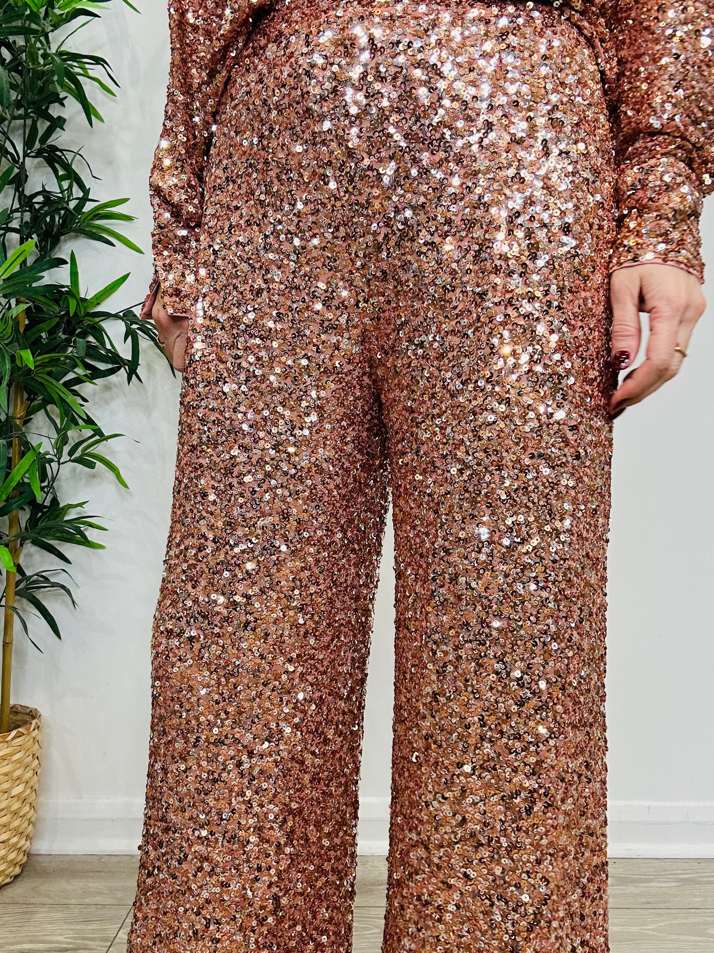 Sequin Shirt & Trouser Set - Size XS
