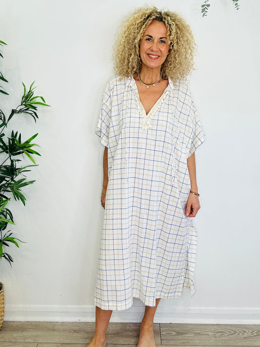 Oversized Check Dress - Size XS