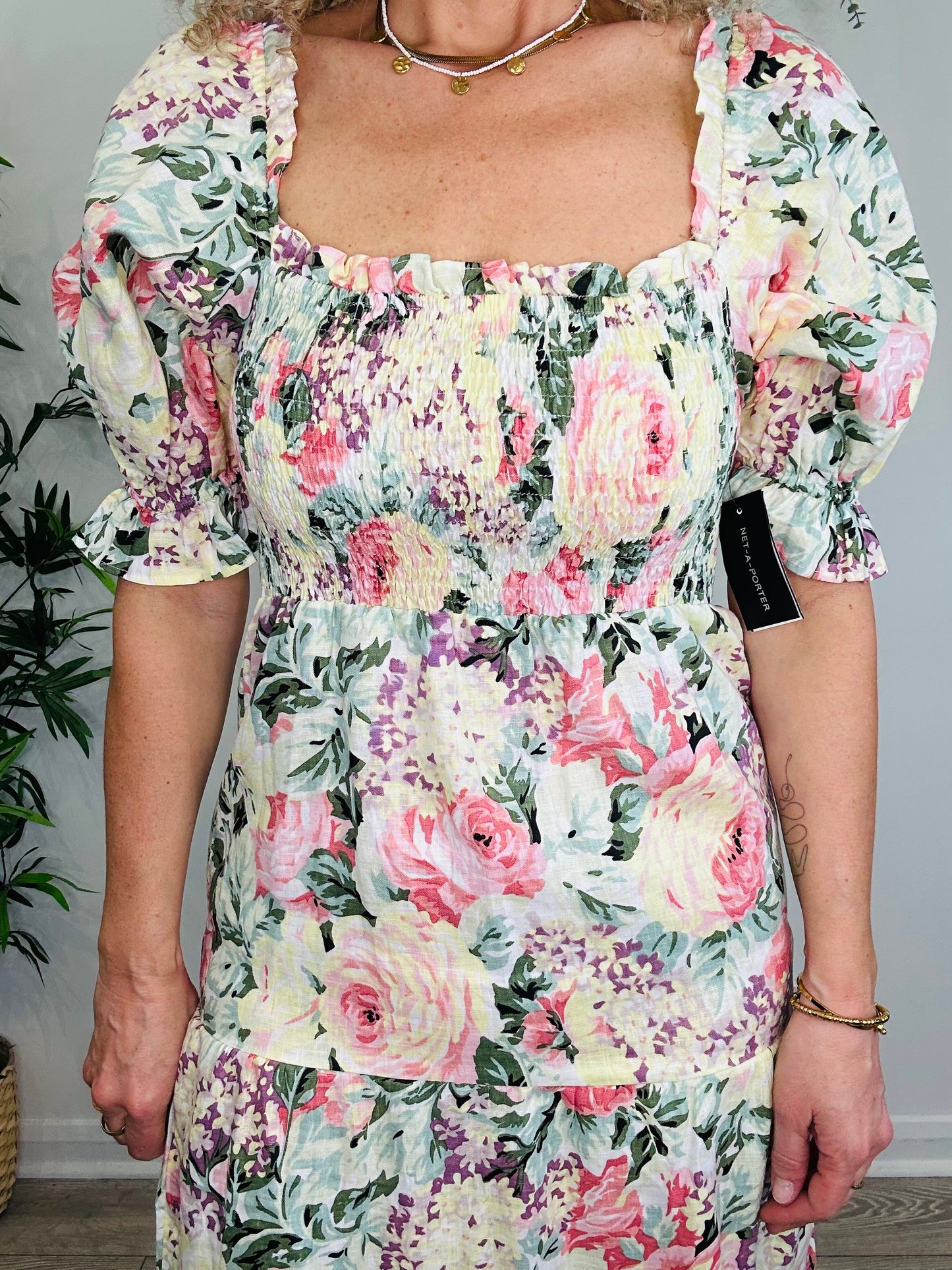 Floral Linen Dress - Size S