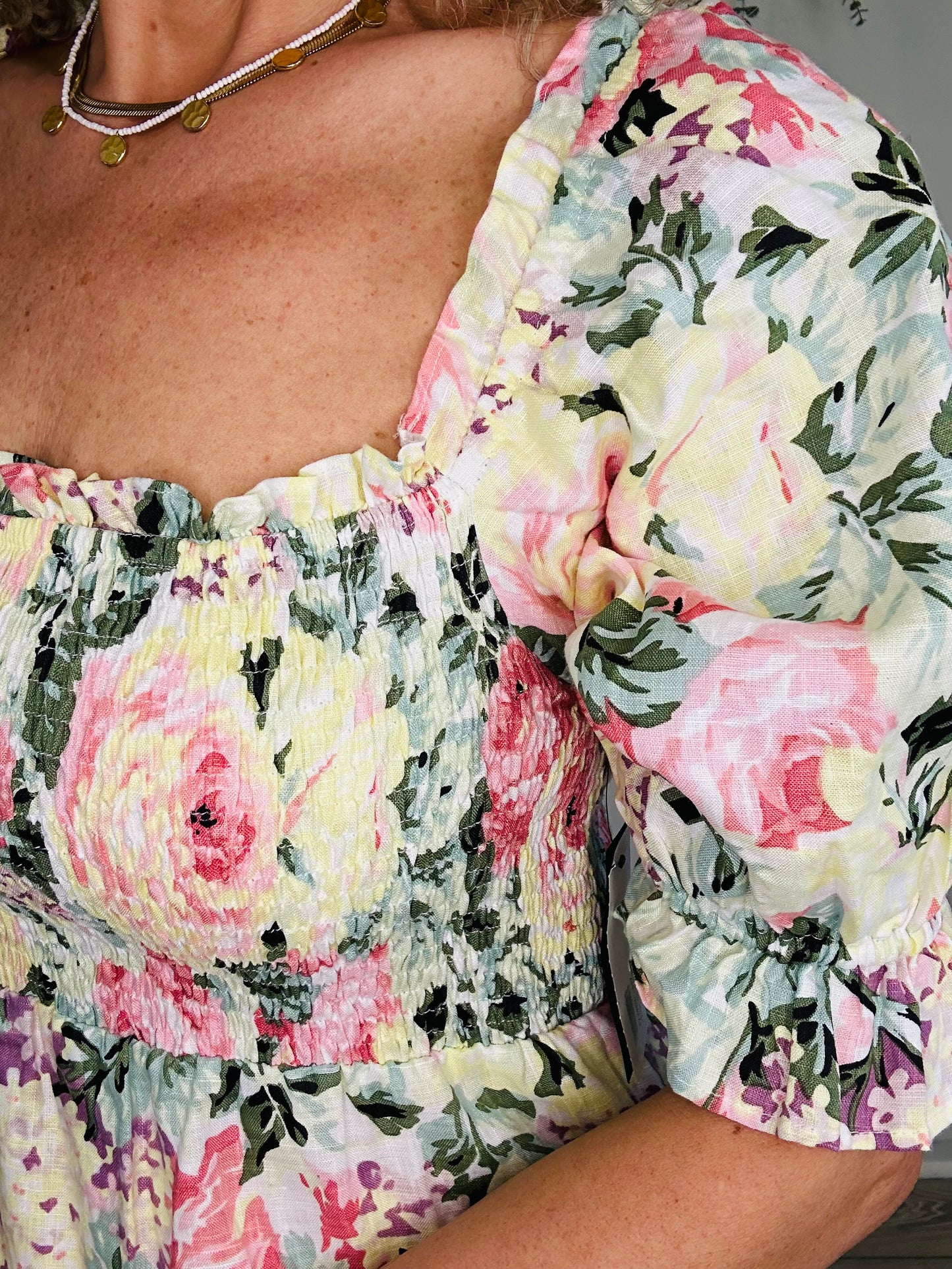 Floral Linen Dress - Size S