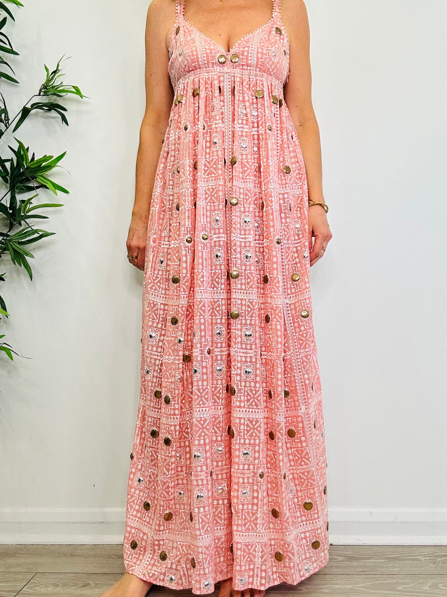 Embroidered Maxi Dress - Size XS