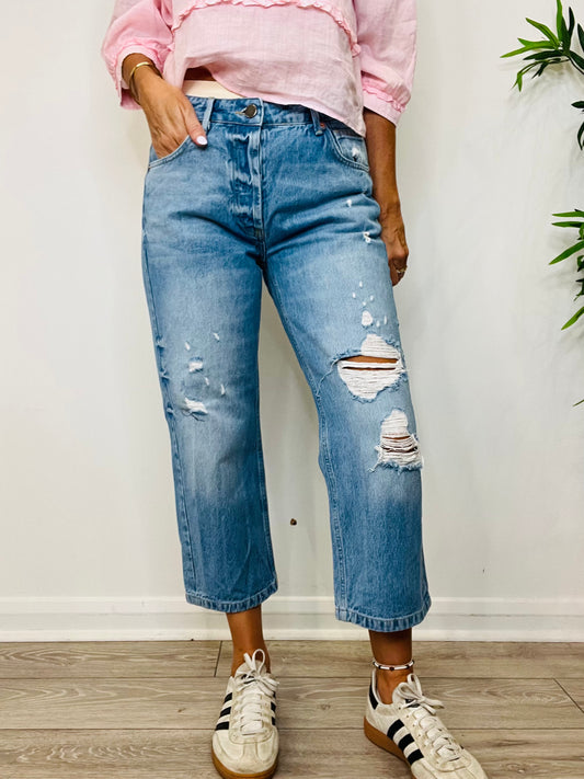 Distressed Dad Baggy Jeans - Size 28