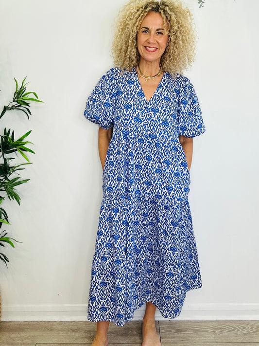 Patterned Cotton Dress - Size M