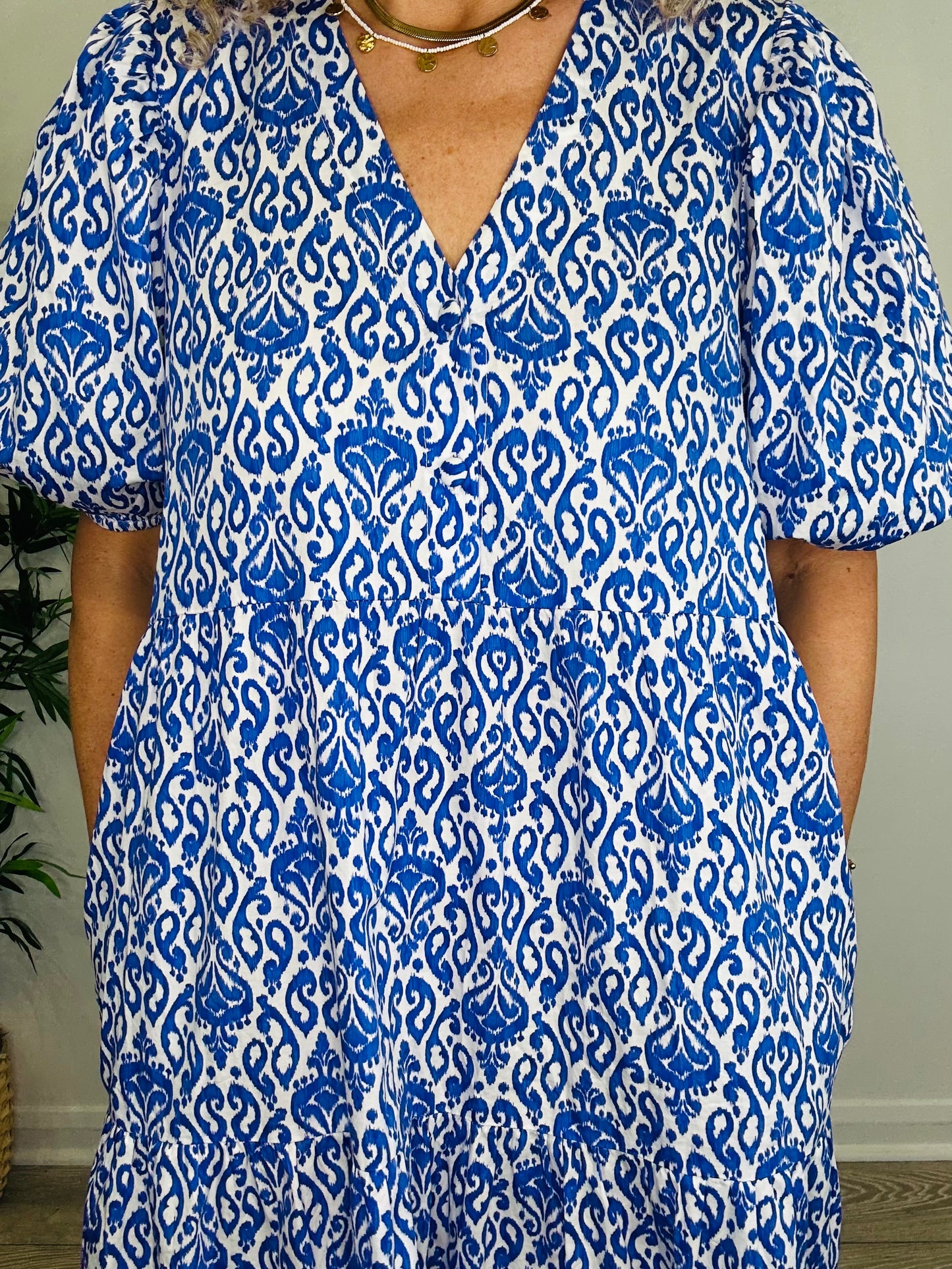 Patterned Cotton Dress - Size M