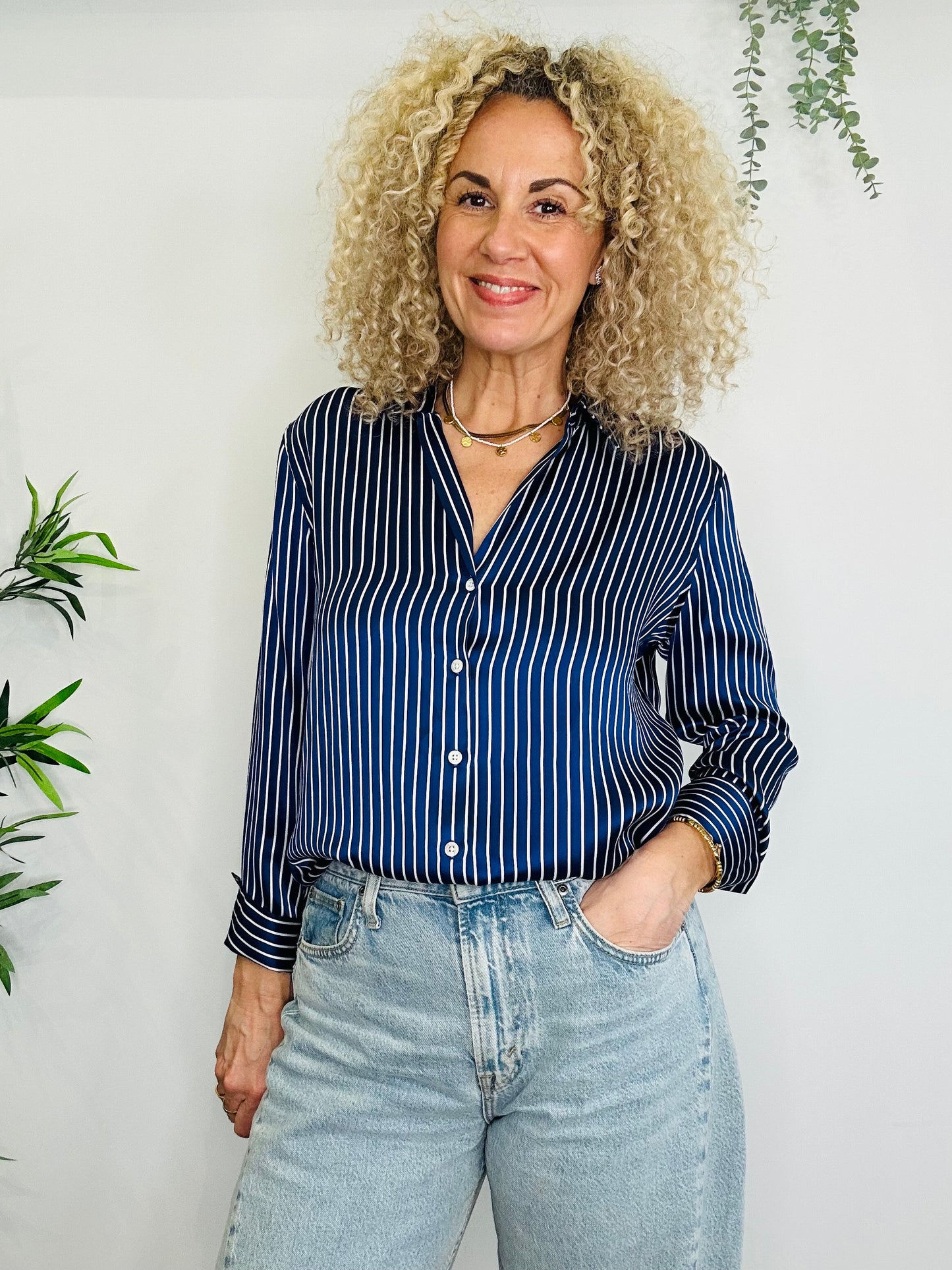 Striped Silk Shirt - Size S