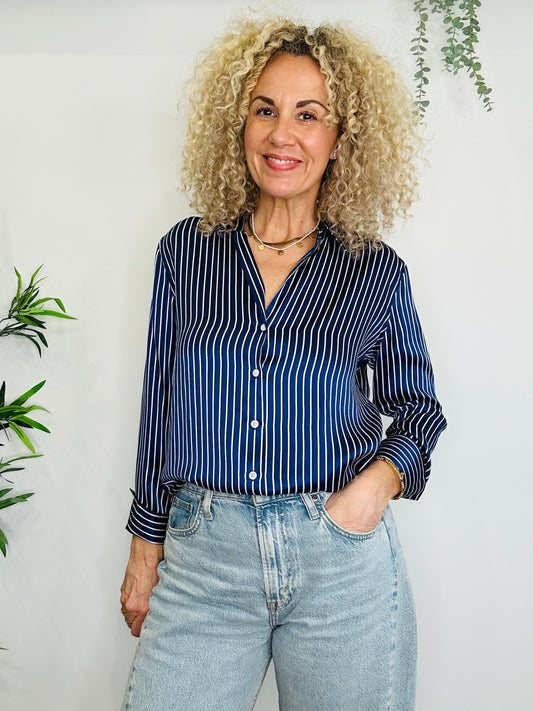 Striped Silk Shirt - Size S
