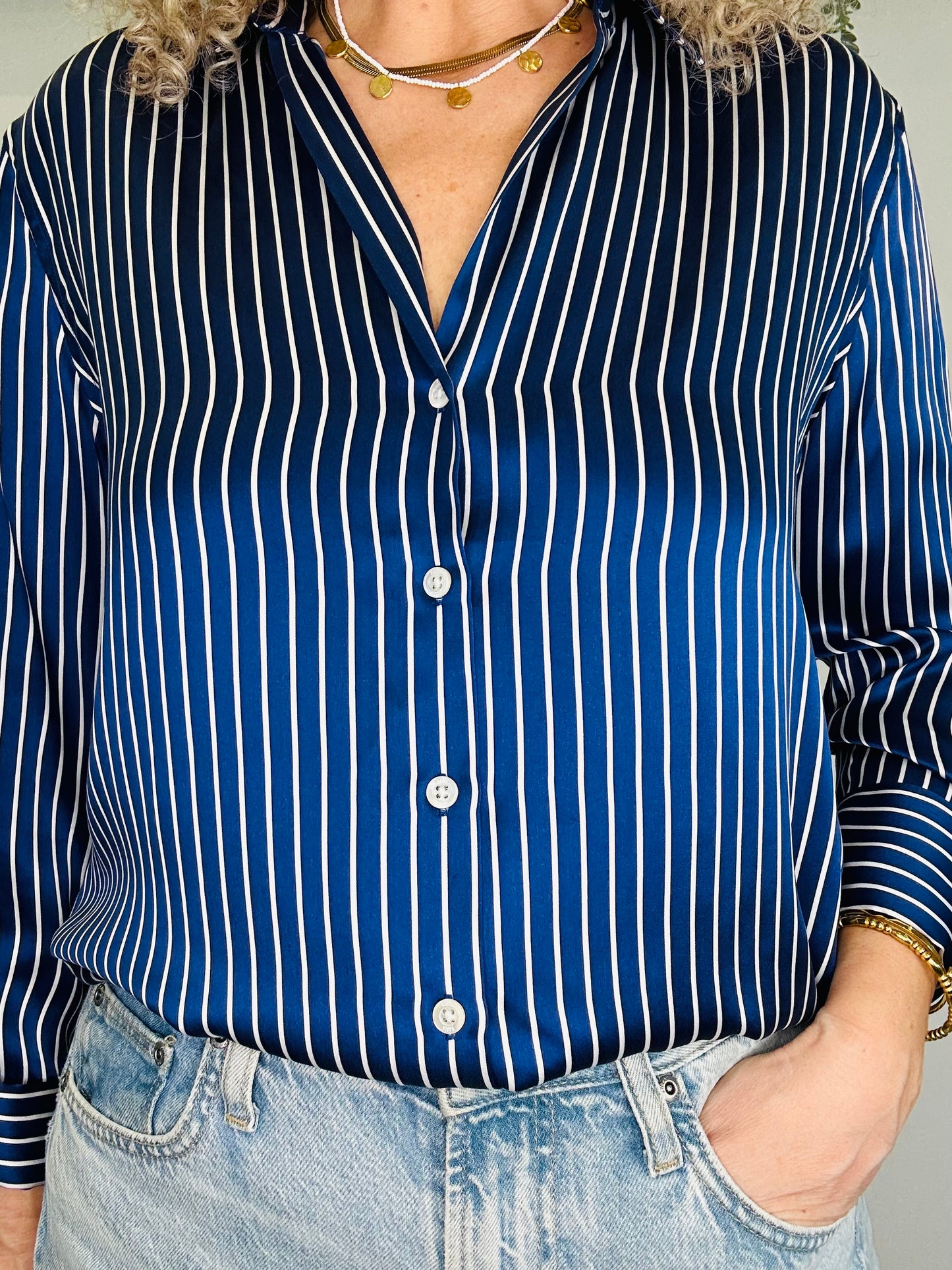 Striped Silk Shirt - Size S