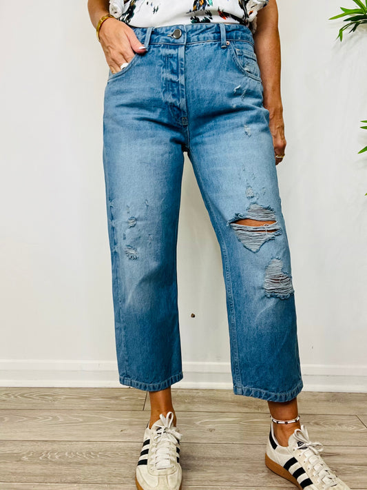 Distressed Dad Baggy Jeans - Size 28