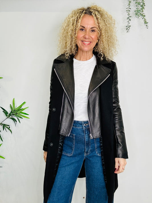 Wool & Leather Coat - Size M