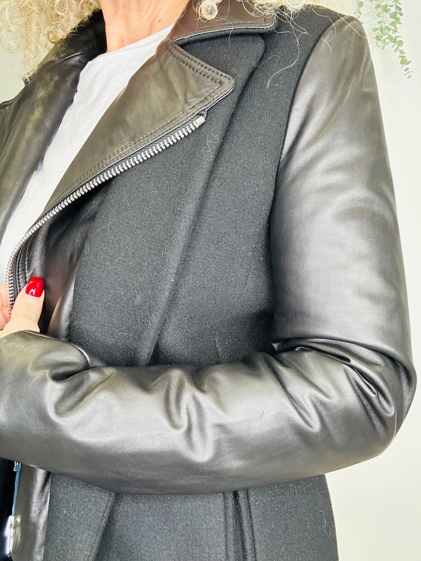 Wool & Leather Coat - Size M