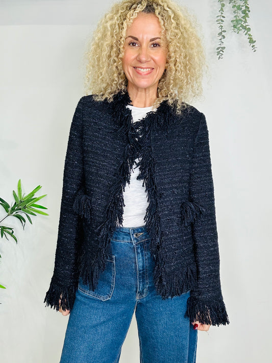 Fringed Woven Jacket - Size 36