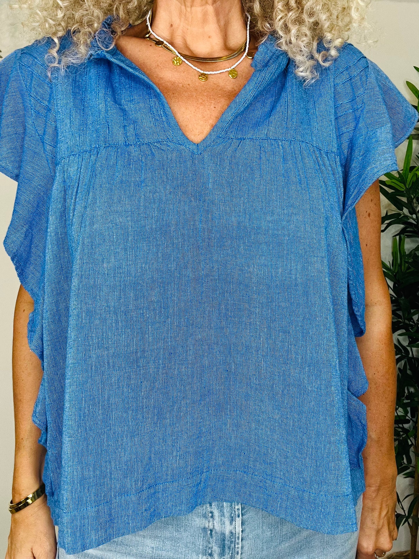Frill Cotton Top - Size XS