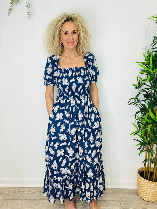 Smocked Floral Dress - Size M