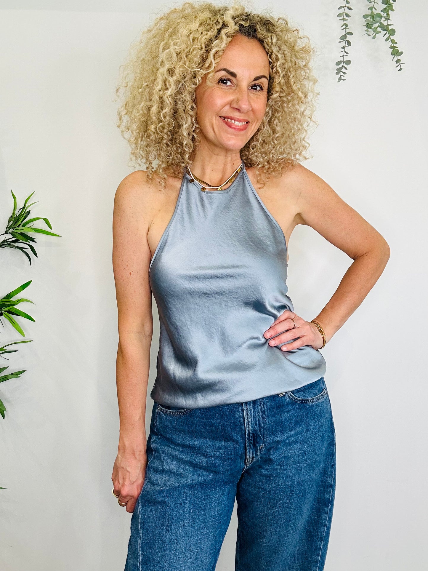Satin Halterneck Top - Size S