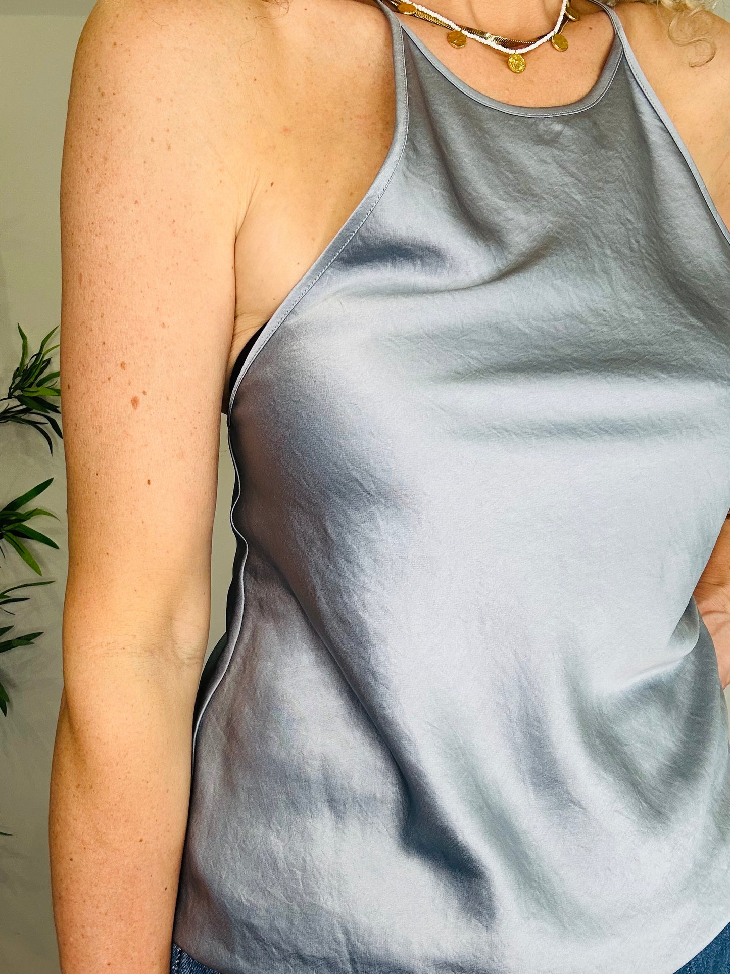 Satin Halterneck Top - Size S
