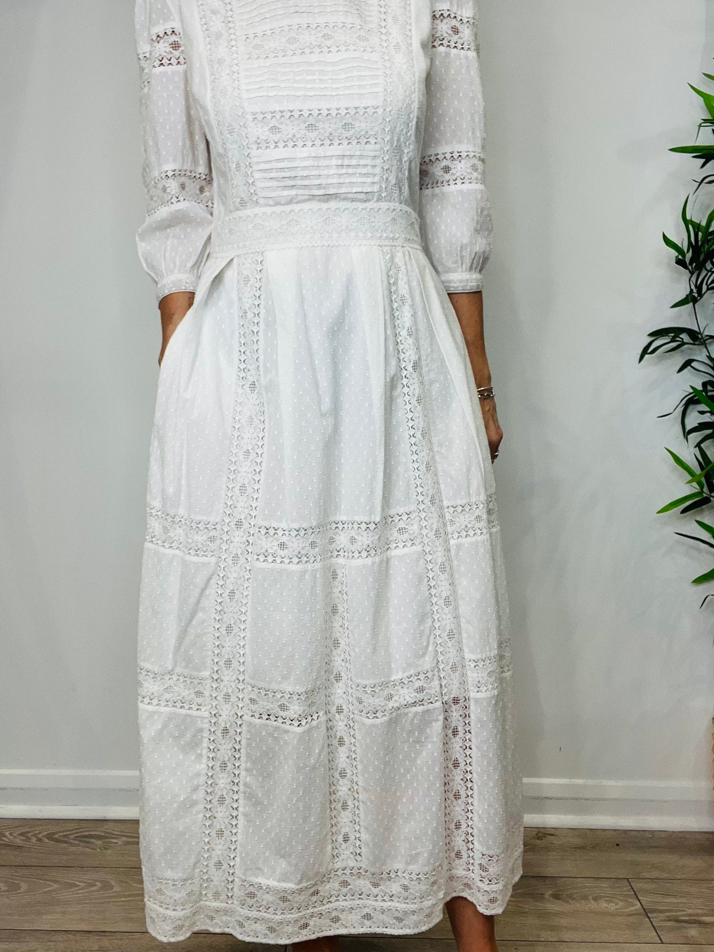 Embroidered Cotton Maxi Dress - Size 12