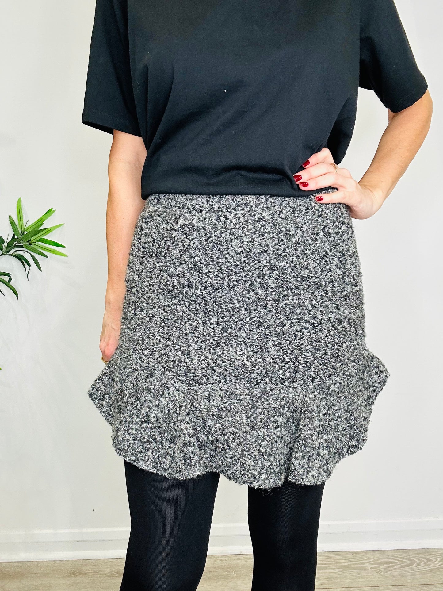 Boucle Ruffle Mini Skirt - Size 38