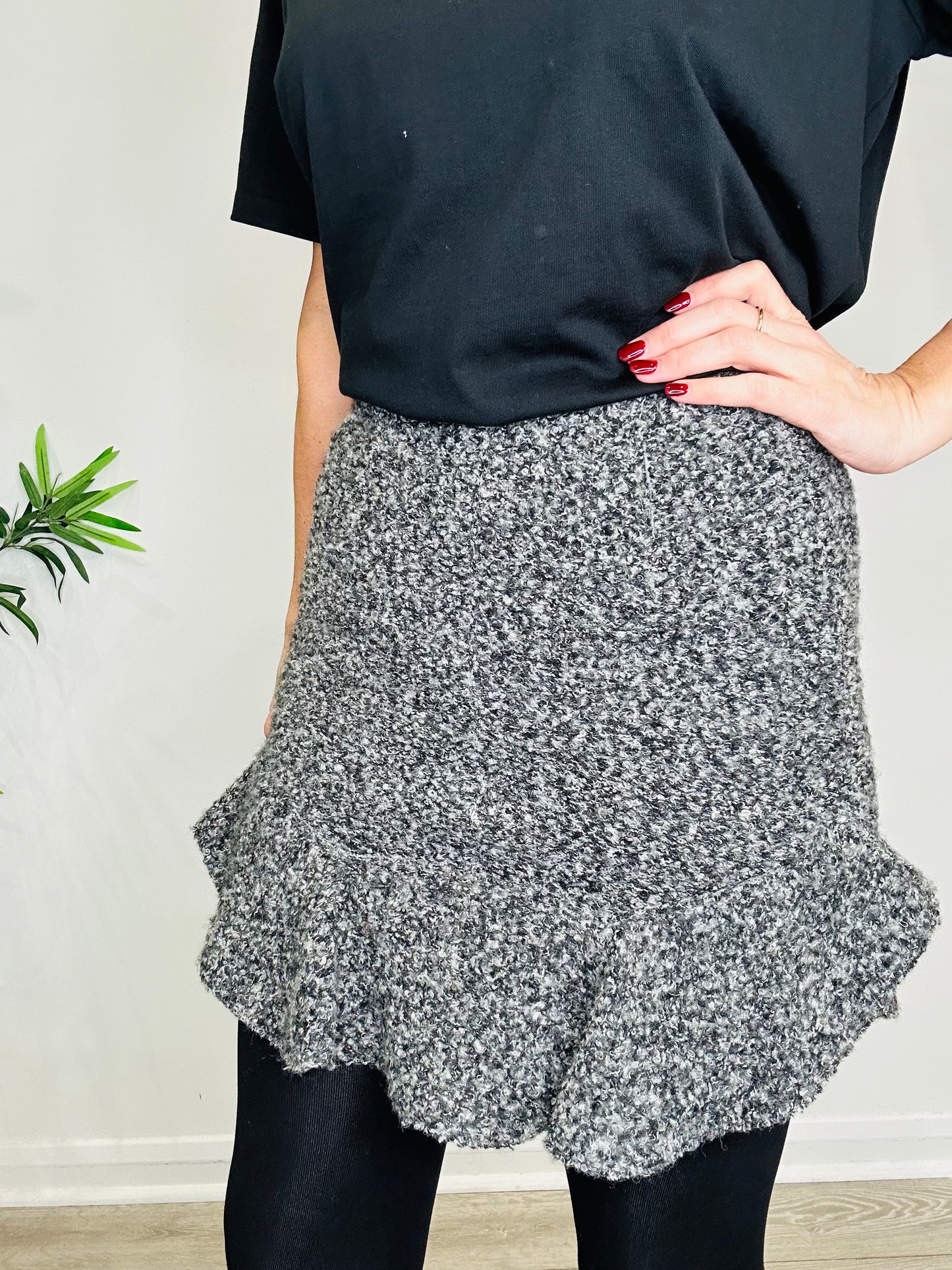 Boucle Ruffle Mini Skirt - Size 38