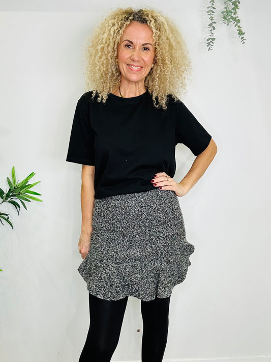 Boucle Ruffle Mini Skirt - Size 38