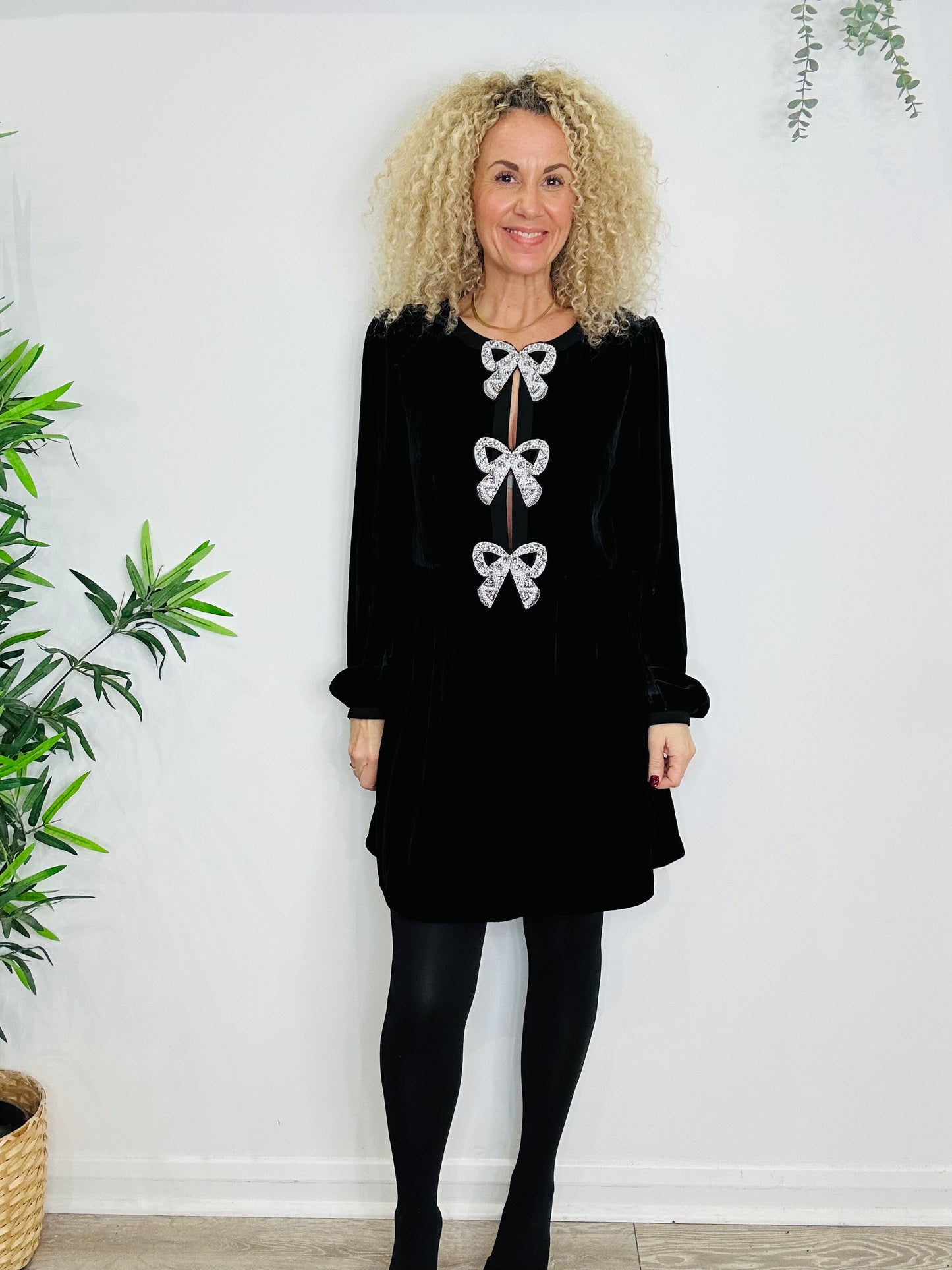 Velvet Bow Dress - Size 16