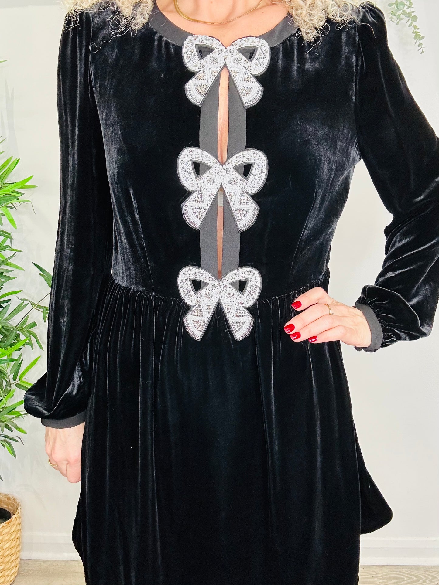 Velvet Bow Dress - Size 16