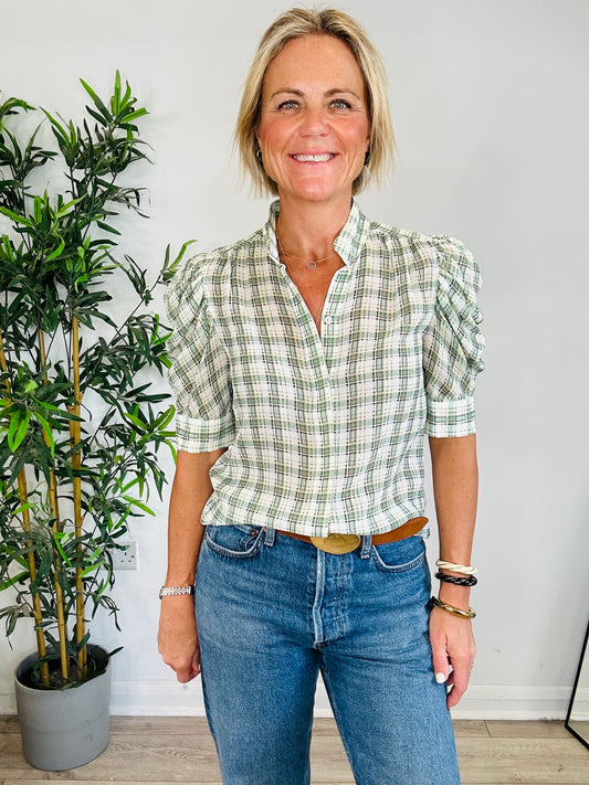 Check Silk Shirt - Size XS