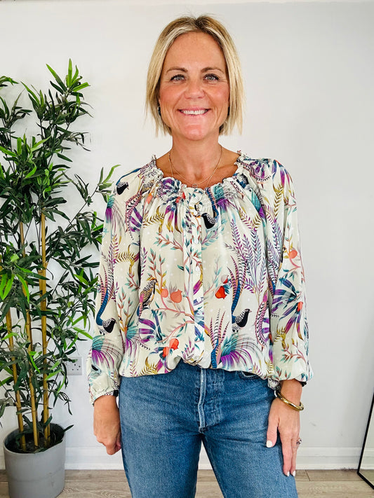 Patterned Silk Shirt - Size L