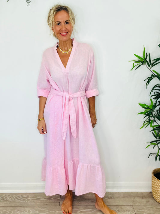 Linen Maxi Dress - Size M